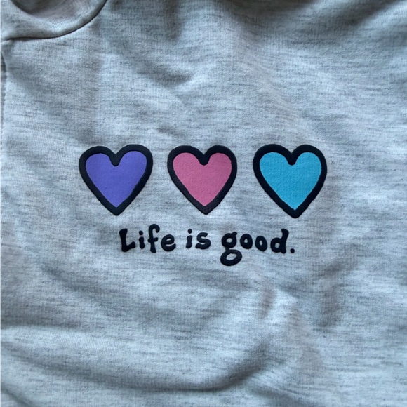 Life Is Good Grey Fleece Hoodie with thumb holes - Picture 3 of 4